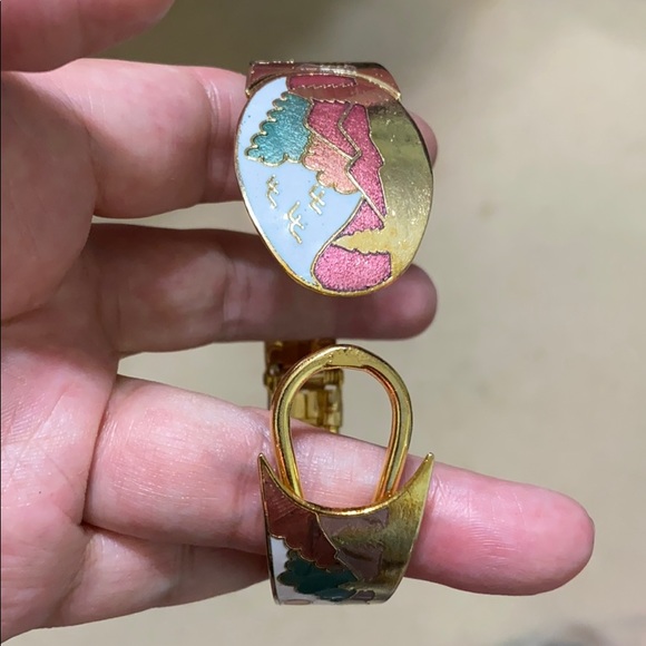 🖤Vtg💕cloisonné bangle bracelet - Picture 8 of 11